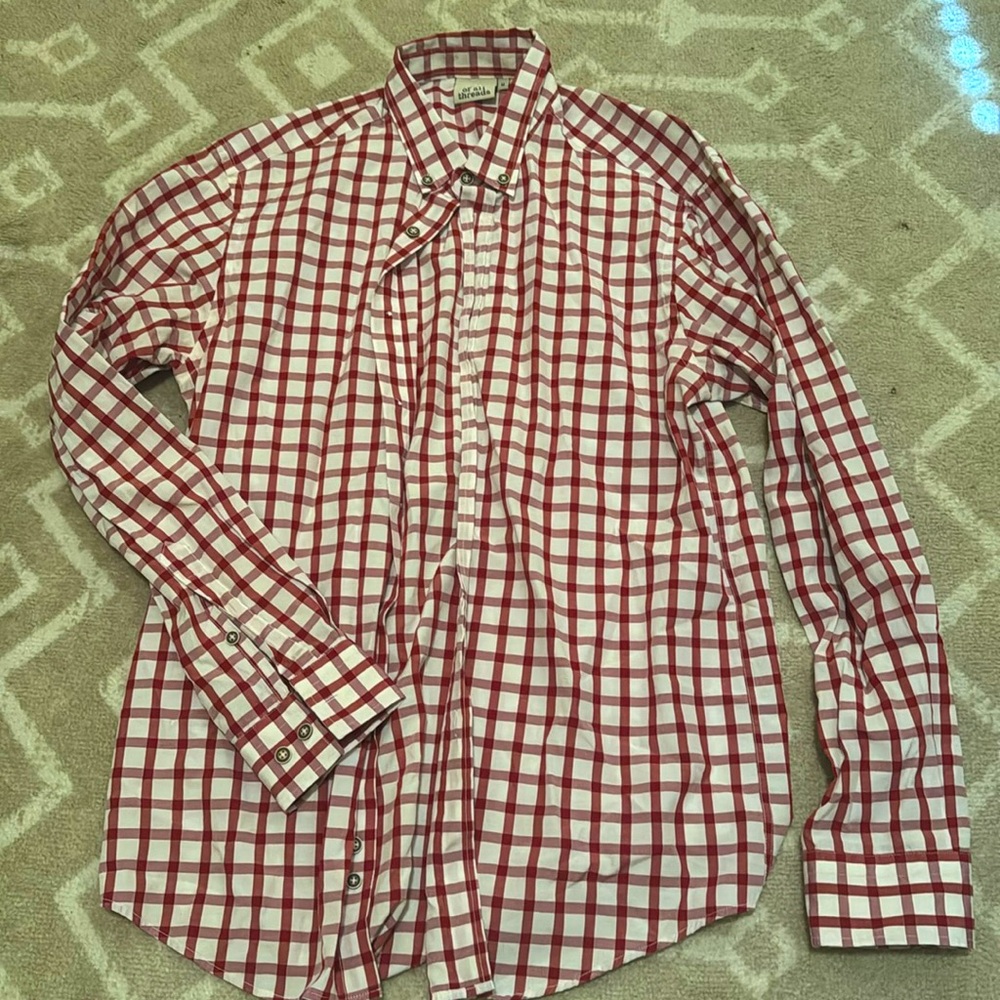 Red checkered button up